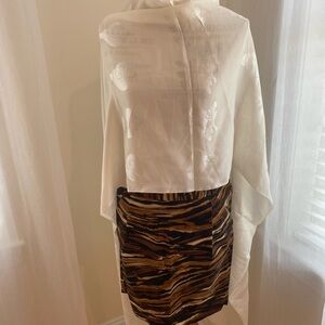 Adrienne Vittadini Brown Tiger Animal Print Pencil Skirt Midi Size 4